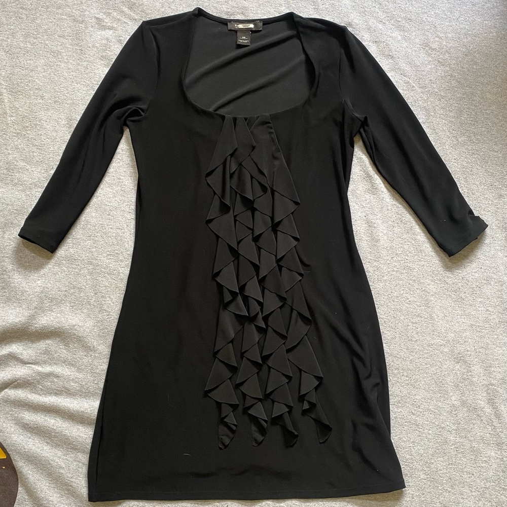 White House Black Market Black Ruffle Dress XS